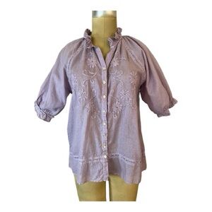 JP & Mattie Lilac Floral Embroidered Sheer Cotton Blouse